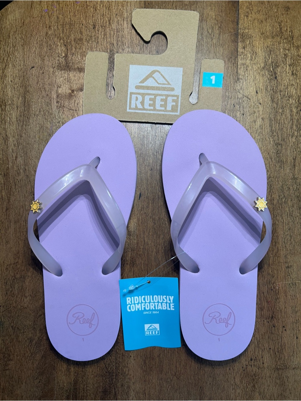 Reef Kids Lilac Purple Flip Flops with Sun Charm